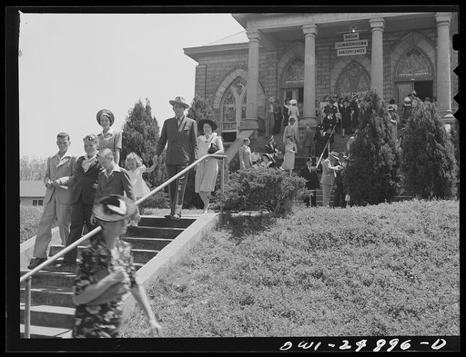 Untitled photo, possibly related to: San Augustine, Texas. Congregation leaving the Methodist church on Easter Sunday