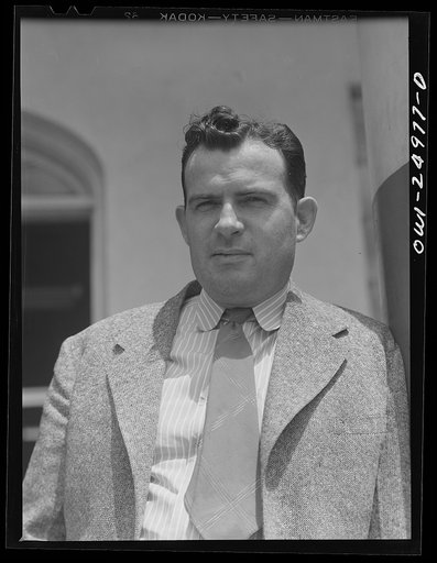 Untitled photo, possibly related to: San Augustine, Texas. Mr. Curl, banker, secretary of the Lions Club, and member of the local rationing board