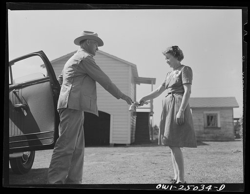 Untitled photo, possibly related to: San Augustine, Texas. Sheriff Jim Halberd [i.e., Halbert] ready to leave for work in the morning