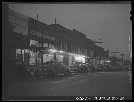 San Augustine, Texas. Main street at night