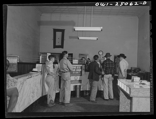 San Augustine, Texas. Saturday morning in the bank