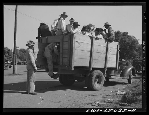 San Augustine, Texas. Farmer with the truck in which he carries farm people from twenty miles distance to town on Saturdays. He has been doing this since gas rationing began