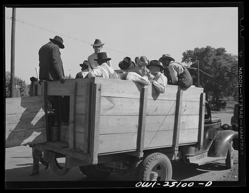 San Augustine, Texas. Truck which carries farm people from a distance of twenty miles to town on Saturdays