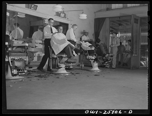 San Augustine, Texas. Barbershop on Saturday afternoon