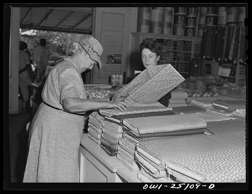 San Augustine, Texas. Lady purchasing yard goods