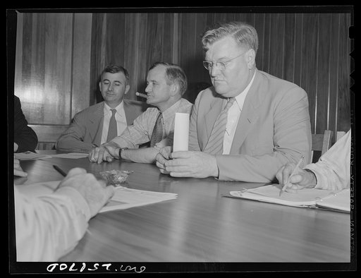 San Augustine, Texas. A meeting of the town council. Councilman Clyde Smith is on the right