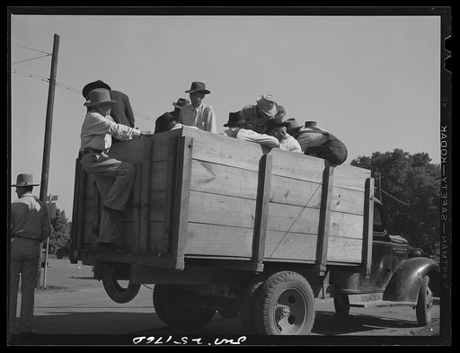Untitled photo, possibly related to: San Augustine, Texas. Truck which carries farm people from a distance of twenty miles to town on Saturdays