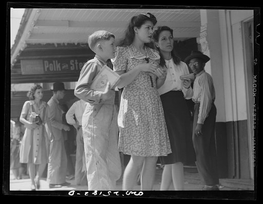 San Augustine, Texas. Children on the main street