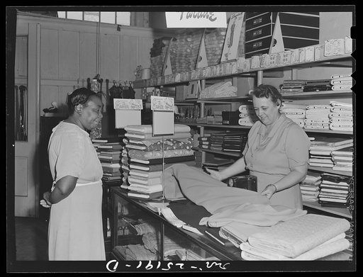 San Augustine, Texas. Buying yard goods at Beale's store