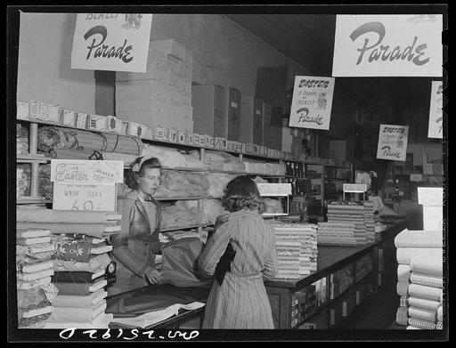 San Augustine, Texas. Buying yard goods at Beale's store