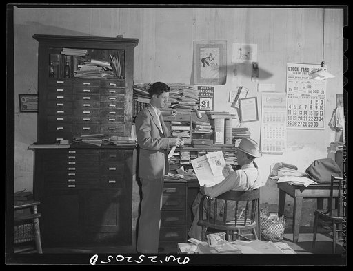 San Augustine, Texas. Harlan  [i.e. Arlan] Hayes with his father, W.F. Hayes, editor of the San Augustine Tribune