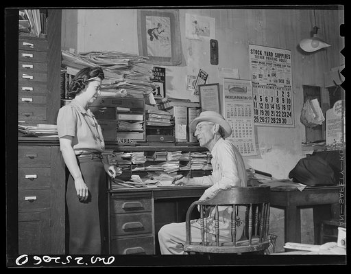 Untitled photo, possibly related to: San Augustine, Texas. W.F. Hays, the editor of the San Augustine Tribune