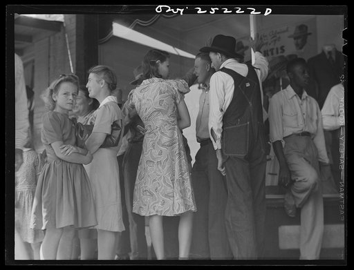 San Augustine, Texas. People on the main street on Saturday afternoon