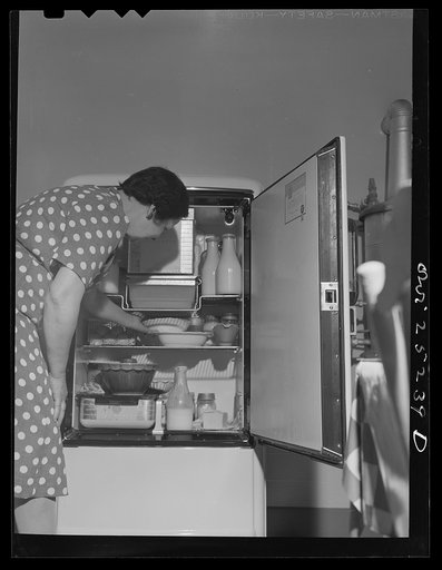 San Augustine, Texas. Mrs. Thomas, the wife of a wholesale grocer, at her electric icebox