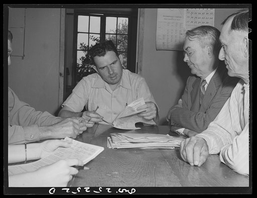 Untitled photo, possibly related to: San Augustine, Texas. A meeting of the rationing board