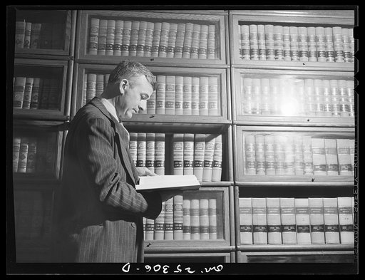 San Augustine, Texas. Lawyer Ramsey in his office