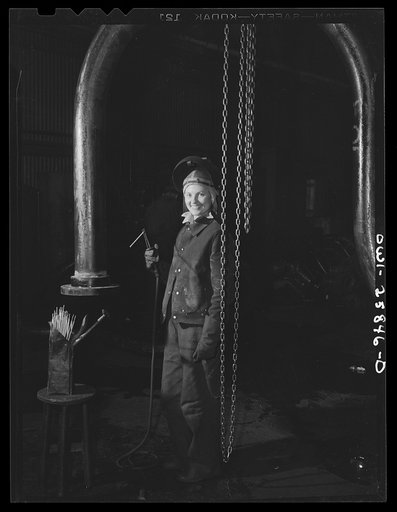 Bethlehem-Fairfield shipyards, Baltimore, Maryland. Woman arc welder