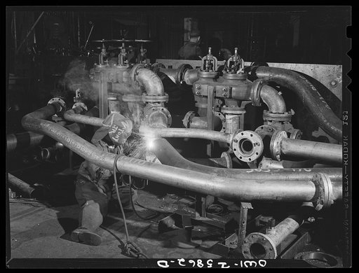 Bethlehem-Fairfield shipyards, Baltimore, Maryland. Welding and pipe shop