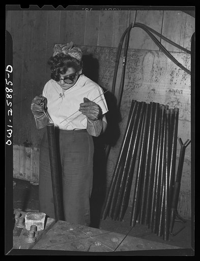 Bethlehem-Fairfield shipyards, Baltimore, Maryland. Woman arc welder