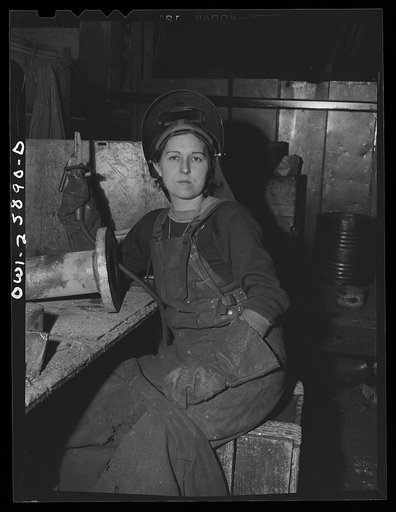 Bethlehem-Fairfield shipyards, Baltimore, Maryland. Woman arc welder
