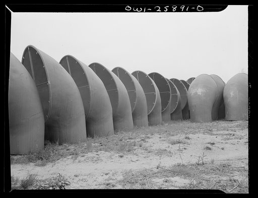 Bethlehem-Fairfield shipyards, Baltimore, Maryland. Ventilators in storage