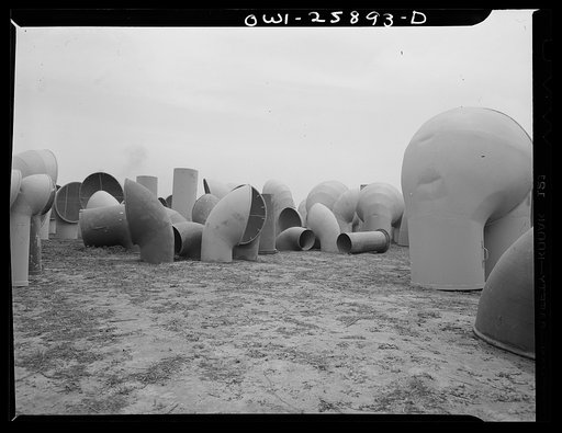 Bethlehem-Fairfield shipyards, Baltimore, Maryland. Ventilators in storage