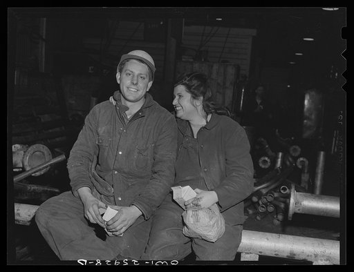 Bethlehem-Fairfield shipyards, Baltimore, Maryland. Couple during lunch hour