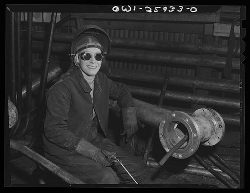 Bethlehem-Fairfield shipyards, Baltimore, Maryland. Girl welder