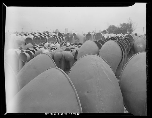 Bethlehem-Fairfield shipyards, Baltimore, Maryland. Ventilators stacked in the yards