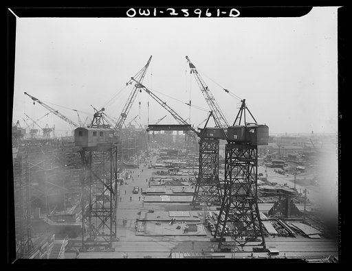 Untitled photo, possibly related to: Bethlehem-Fairfield shipyards, Baltimore, Maryland. General view over the yard