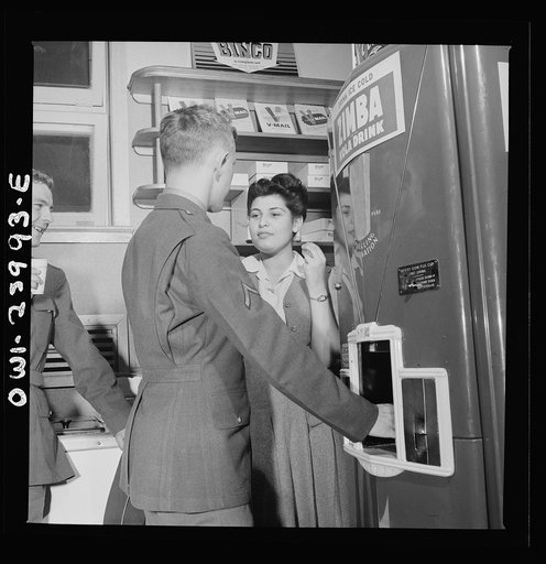 Arlington, Virigina. A soldier treating his date to a coke in the service shop at Idaho Hall, Arlington Farms, a residence for women who work in the U.S. government for the duration of the war