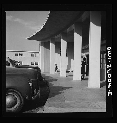 Untitled photo, possibly related to: Arlington, Virginia. Front entrance to Idaho Hall, Arlington Farms, a residence for women who work for the U.S. government for the duration of the war
