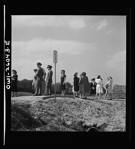 Arlington, Virginia. Waiting for the bus at Arlington Farms, a residence for women who work in the U.S. government for the duration of the war