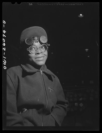 Buffalo, New York. Gladys Chase, thirty-five, was a beautician for thirteen years before becoming a scarfer. Scarfing is the removing of breaks, seams, cracks, lap wells and defects from steel billets by the use of a burning torch and takes six months to learn this process which is called scarfing