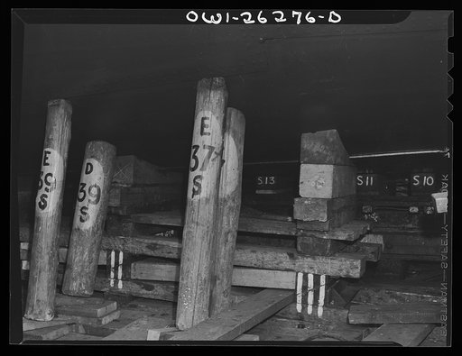 Bethlehem-Fairfield shipyards, Baltimore, Maryland. Preparations for launching a ship