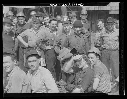 Bethlehem-Fairfield shipyards, Baltimore, Maryland. A group of shipyard workers