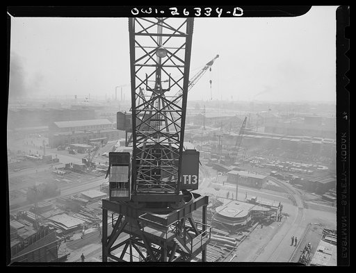 Bethlehem-Fairfield shipyards, Baltimore, Maryland. Looking across the yards