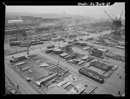Bethlehem-Fairfield shipyards, Baltimore, Maryland. General view of the shipyards