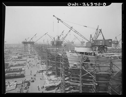 Bethlehem-Fairfield shipyards, Baltimore, Maryland. General view of the shipyards