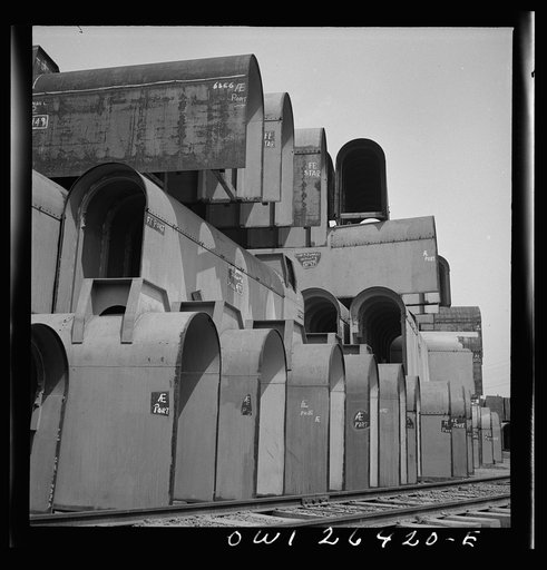 Bethlehem-Fairfield shipyard, Baltimore, Maryland. Shaft alley sections