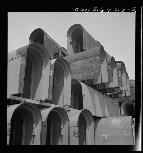 Bethlehem-Fairfield shipyards, Baltimore, Maryland. Shaft alley sections