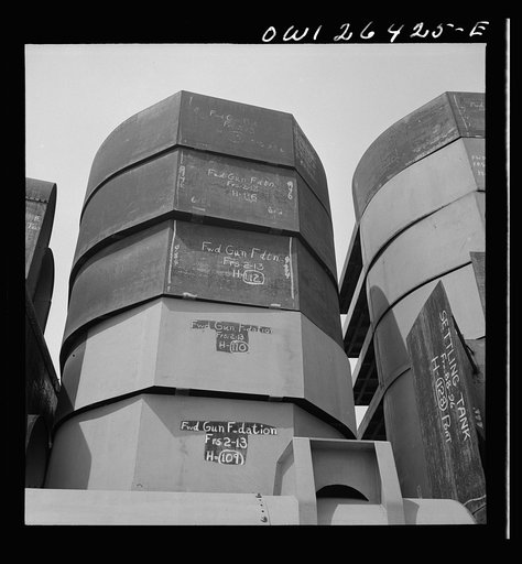 Bethlehem-Fairfield shipyards, Baltimore, Maryland. Part of a forward gun mount