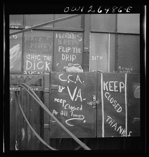 Bethlehem-Fairfield shipyards, Baltimore, Maryland. Slang signs and epithets