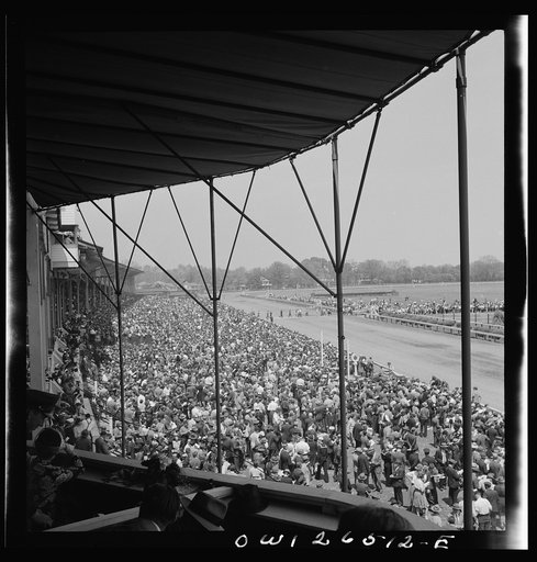 Pimlico racetrack, near Baltimore, Maryland. Looking from grandstand at Pimlico