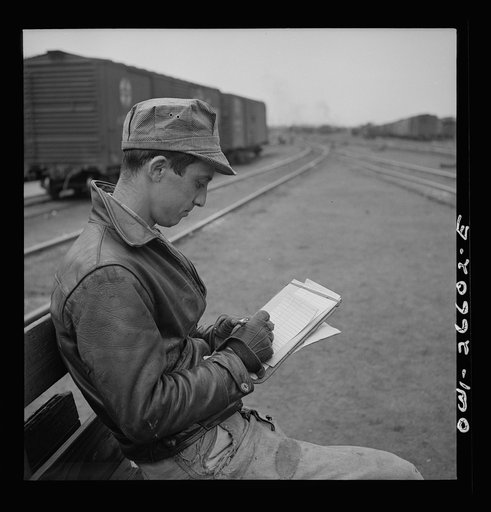 Cicero, Illinois. A yard clerk at the Clyde yard of the Chicago, Burlington and Quincy Railroad