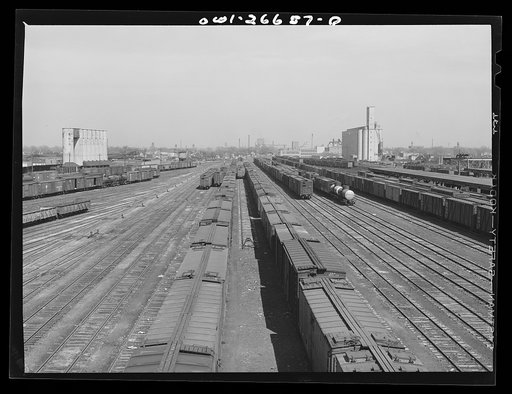 Untitled photo, possibly related to: Chicago, Illinois. General view of part of the Galewood yard of the Chicago, Milwaukee, Saint Paul and Pacific Railroad