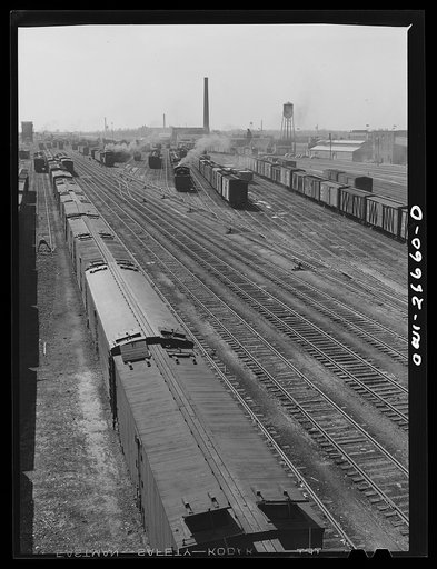 Chicago, Illinois. General view of part of the Galewood yard of the Chicago, Milwaukee, Saint Paul and Pacific Railroad