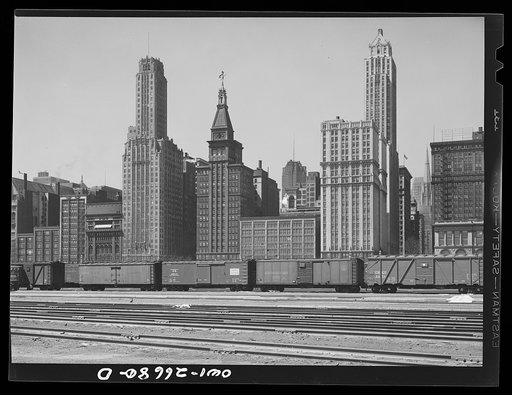 Chicago, Illinois. General view of part of the South Water Street freight depot of the Illinois Central Railroad