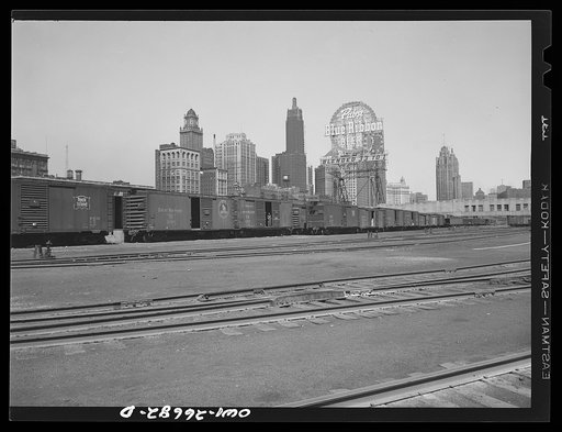 Chicago, Illinois. General view of part of the South Water Street freight depot of the Illinois Central Railroad