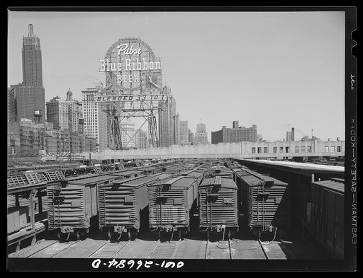 Chicago, Illinois. General view of part of the South Water Street freight depot of the Illinois Central Railroad